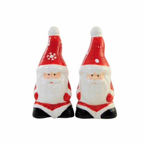 Tabletop Santa Salt & Pepper Shaker Set Christmas Claus Y1321 Snowflake Perspective: front
