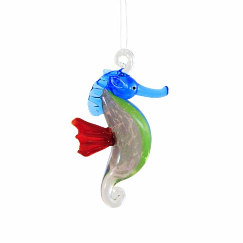 Holiday Ornament Festive Seahorse Artglass Glass Small Marine Fish Orn74942 Red Perspective: front