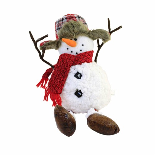 Christmas Snowman Shelf Sitter Polyester Winter Bead Legs Ex21194 Flaps Perspective: front