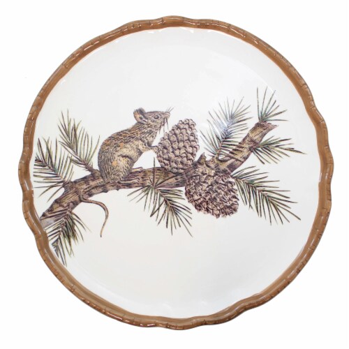 Tabletop Woodland Critter Plate Ceramic Cocktail Pinecones Th00655 Mouse Perspective: front