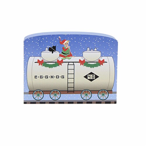 Cats Meow Village Eggnog Tanker Train Car Wood North Pole Limited 22924 Perspective: front