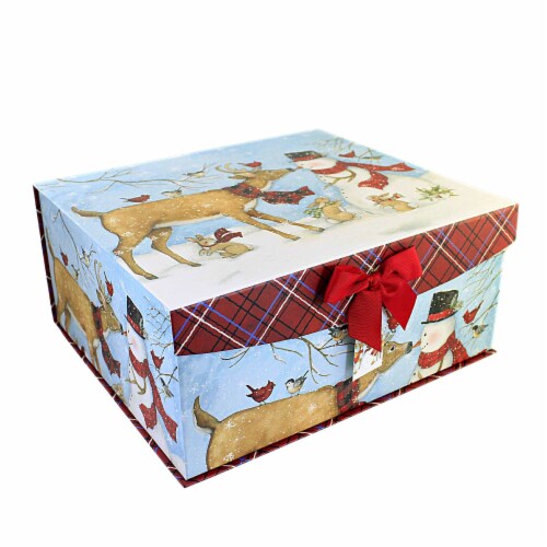 Christmas Xlrg Magnetic Closure Box. Rigid Christmas Decor Gift 1840Snowman Perspective: front