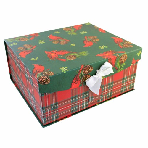 Christmas Lrg Magnetic Closure Box.. Rigid Christmas Decor Gift 1840Cardinal Perspective: front