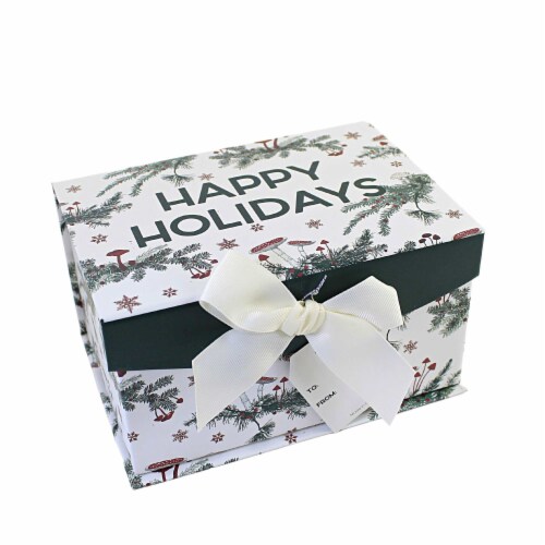 Christmas Sm Magnetic Closure Box.. Rigid Christmas Decor Gift 1925Mushroom Perspective: front