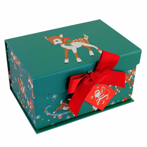 Christmas Sm Magnetic Closure Box... Rigid Christmas Decor Gift 1925Vintagedeer Perspective: front