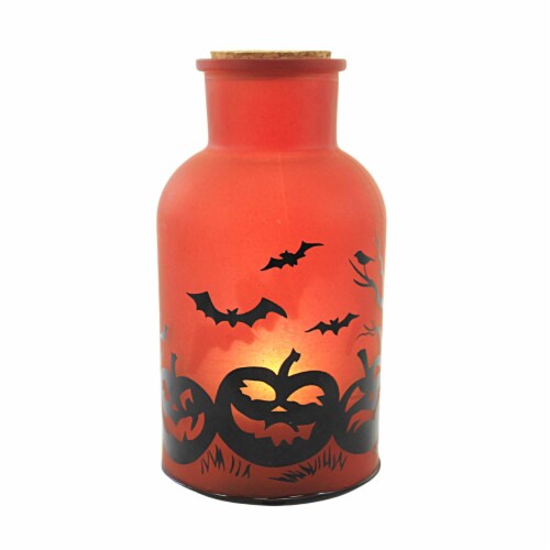 Halloween Led Hologram Table Decor Glass Witch Pumpkins P3902 Orange Perspective: front