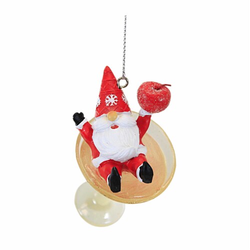 Holiday Ornament Gnome Santa Martini Resin Cherry Peppermint Mx181583 Cherry Perspective: front
