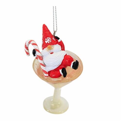 Holiday Ornament Gnome Santa Martini Cherry Peppermint Mx181583 Candy Cane Perspective: front