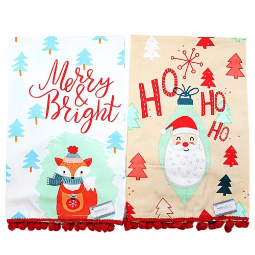 Decorative Towel Santa / Fox Tea Towels Set / 2 Clean Up Kitchen