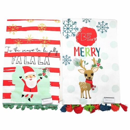 Decorative Towel Santa / Reindeer Tea Towels Set / 2 Kitchen 100