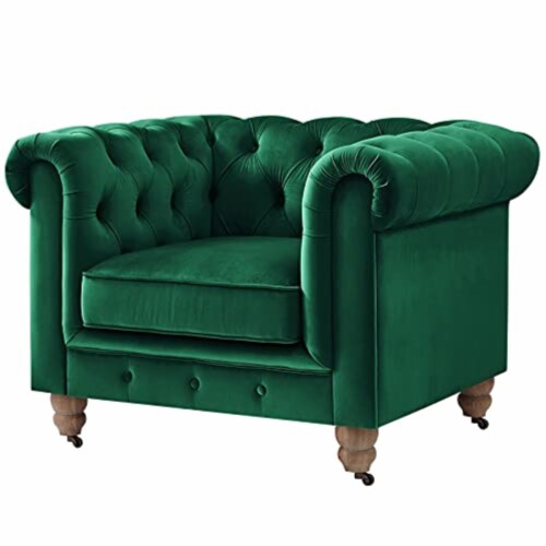 Green velvet tufted 2025 chair