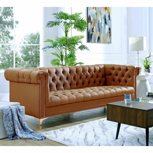 Steffi Leather Chesterfield Sofa Silver