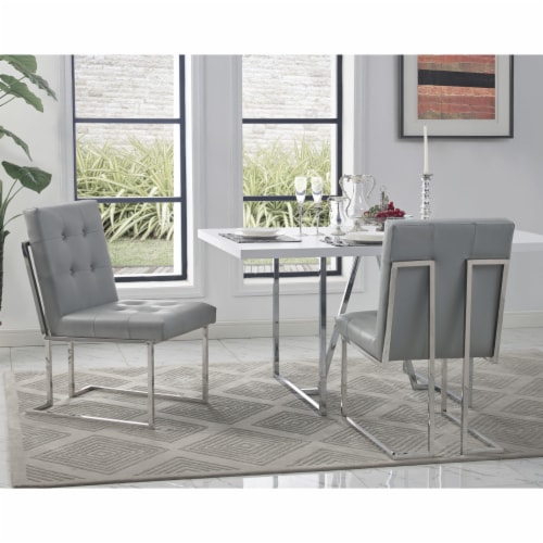 Cecille PU Leather or Velvet Armless Dining Chair Set of 2 Chrome