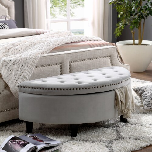 Half moon tufted clearance storage ottoman