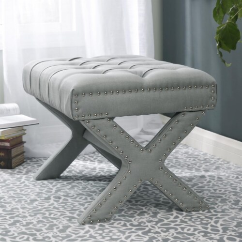 Silver ottoman bench deals