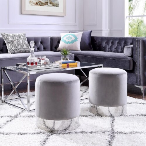 Posh Living Jason Velvet Round Ottoman