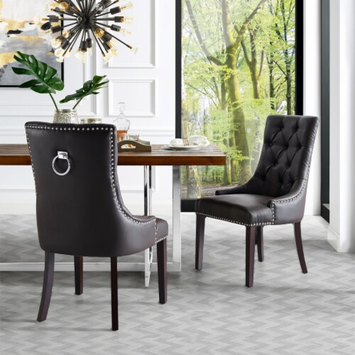 Leather dining clearance chairs with nailheads