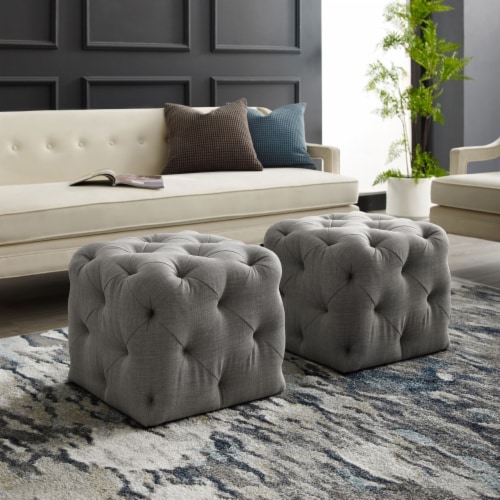 Linen shop tufted ottoman