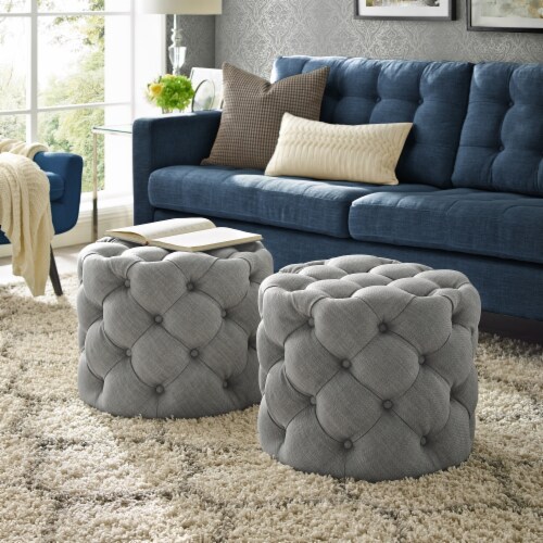 Round outlet linen ottoman