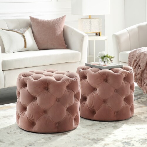 Pink shop tufted ottoman