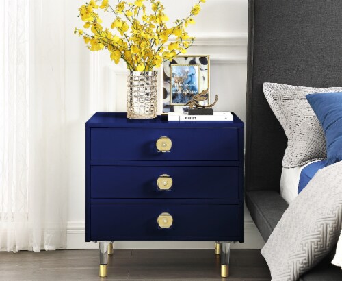 Posh Living Glamuri 3 Drawer Nightstand with Acrylic Legs in Dark