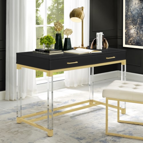 Black high gloss store computer desk