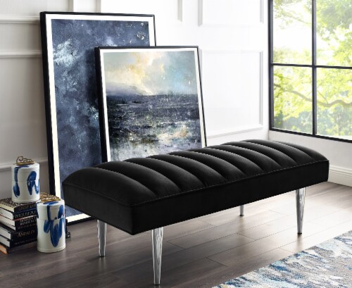 Posh Living Darian Tufted Velvet Bench with Metal Legs in Black Chrome 1 Fry s Food Stores