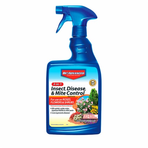 BioAdvanced 3-in-1 Ready-to-Use Insect Disease & Mite Control Spray Perspective: front