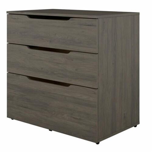 Nexera 600344 Arobas 3Drawer Storage and Filing Cabinet Bark Grey Perspective: front