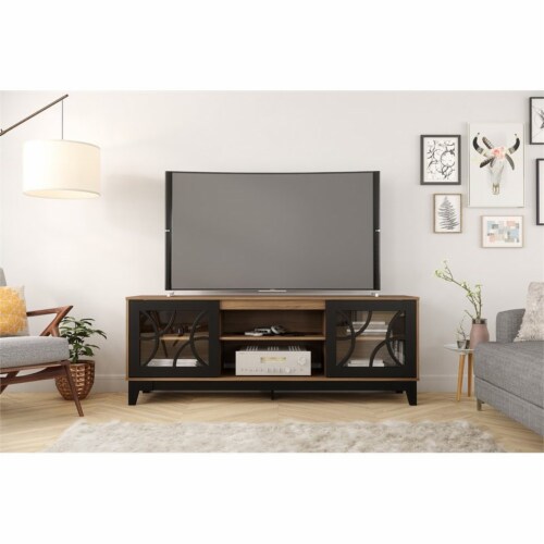 Nexera 402329 Venus TV Stand 72 inch Nutmeg and Black 1 Harris