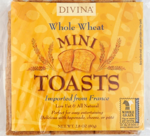Divina® Whole Wheat Mini Toasts Perspective: front