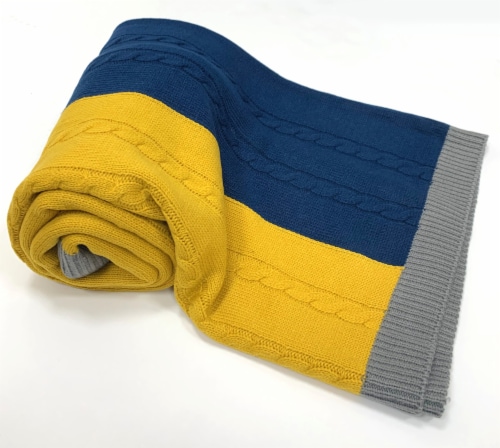 Navy and yellow throw clearance