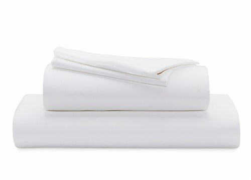 Anti-Bacterial 100% Cotton Sateen Sheet Set King White Perspective: front