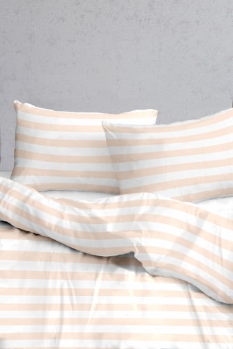Anti-Bacterial 100% Cotton Sateen Duvet Set Gold Stripe 45 Full Queen Perspective: front