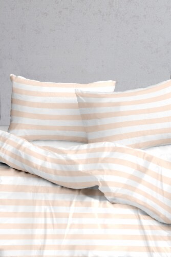 Anti-Bacterial 100% Cotton Sateen Duvet Set Gold Stripe 45 King-California King Perspective: front