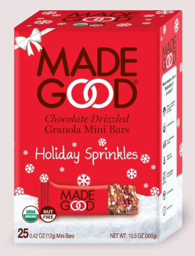 MadeGood Minis Holiday Sprinkles Chocolate Drizzeled Granola Bars Perspective: front
