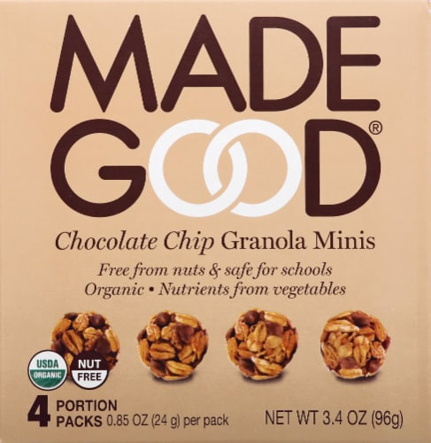 MadeGood Organic Chocolate Chip Granola Minis Pouches Perspective: front