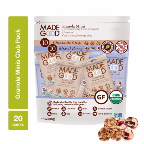 MadeGood Granola Minis Club Pack (20 ct, 0.85 oz. each); 10 Bags Chocolate Chip Perspective: front