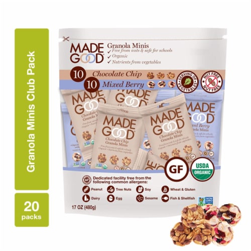 MadeGood Granola Minis Club Pack (20 ct, 0.85 oz. each); 10 Bags Chocolate Chip Perspective: front