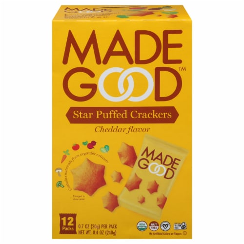MadeGood Cheddar Star Puffed Crackers Perspective: front