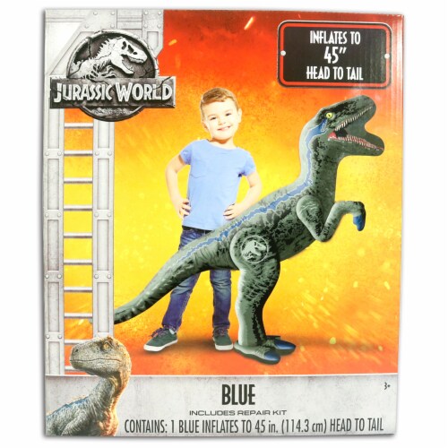 JURASSIC WORLD INFLATABLE VELOCIRAPTOR BLUE DINOSAUR FIGURE 45" 