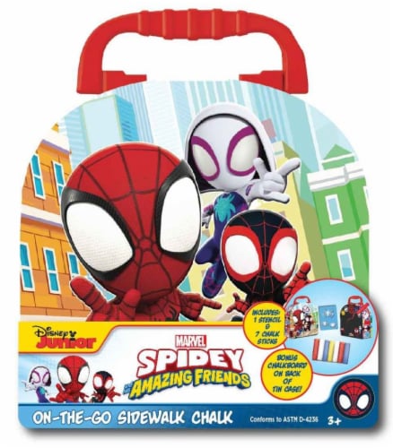 Spiderman And Friends Chalk Tin Set In Carry Case Perspective: front