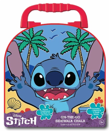 Disney Stitch Chalk Tin Set In Carry Case Perspective: front