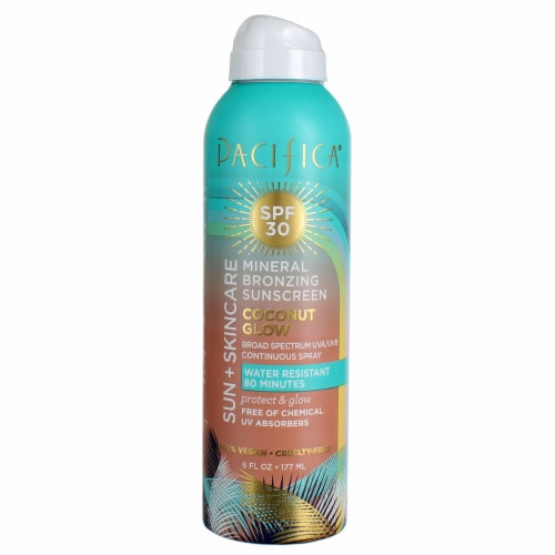 Pacifica Mineral Bronzing Sunscreen Spray SPF 30 Coconut Glow Perspective: front