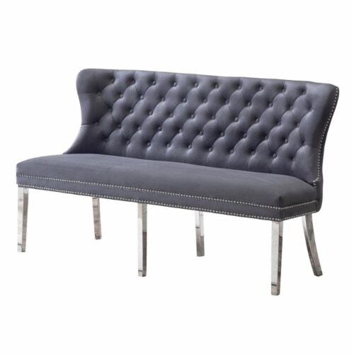 Dark gray upholstered bench deals