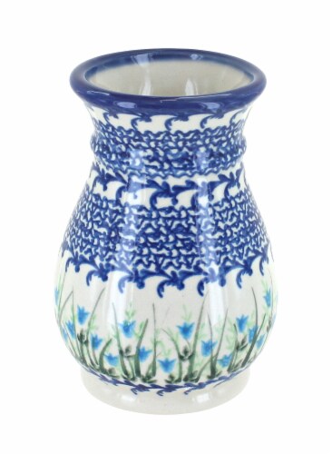 Blue Rose Polish Pottery Misty Small Vase Perspective: front