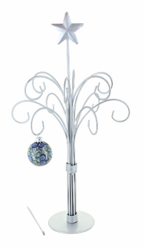 Blue Rose Polish Pottery 12 Arm Silver Table Top Tree Perspective: front