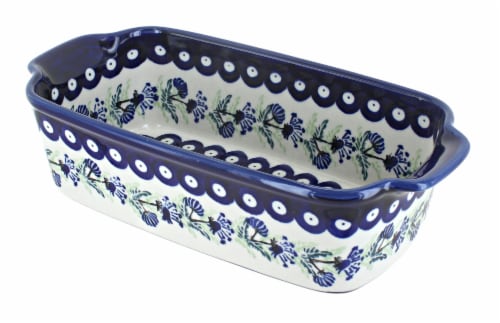 Blue Rose Polish Pottery Sweet Annie Loaf Baker Perspective: front