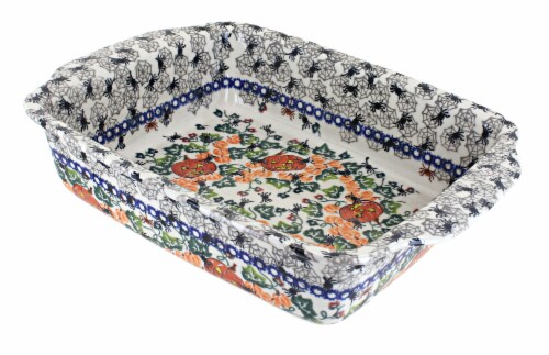 Blue Rose Polish Pottery Trick or Treat Casserole Perspective: front