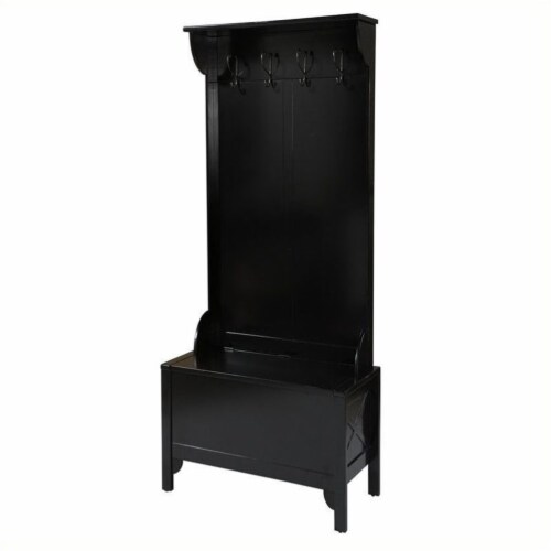 Pemberly Row Hall Tree-Wide in Distressed Antique Black Perspective: front